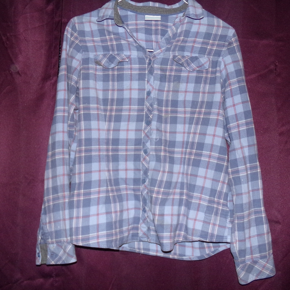 COLUMBIA WOMENS PURPLE FLANNEL SIZE MEDIUM